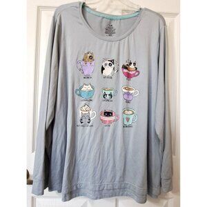 Secret Treasures 2X (18-20W) Pajama Top Coffee Cats